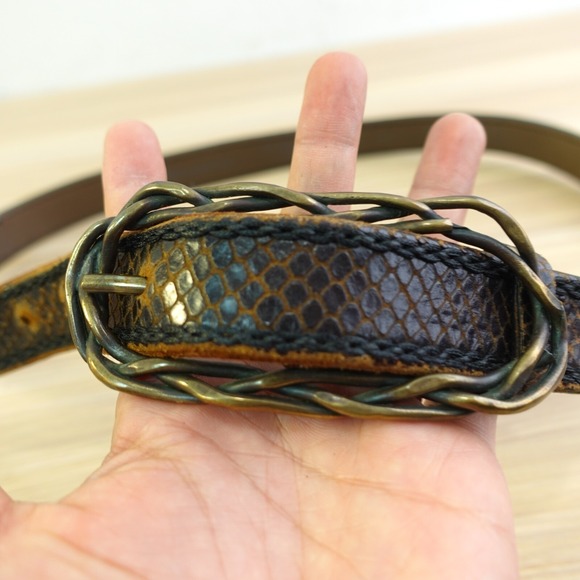 Vintage Post Co Snakeskin Belt Women 85 34 M Brown Leather CUSTOM CULTURE ITALY main image 9